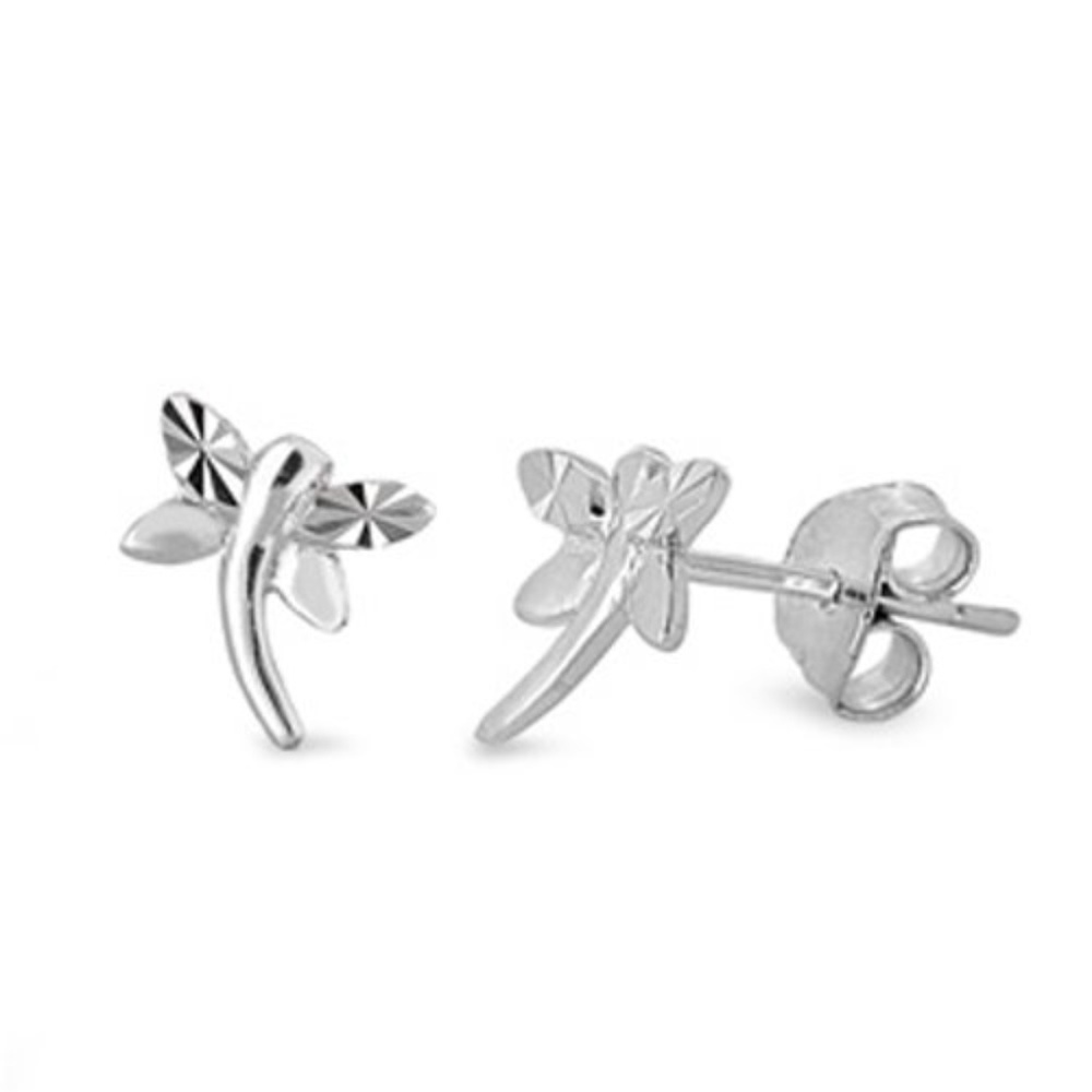 NEW 925 Sterling Silver Dragonfly Stud Earrings